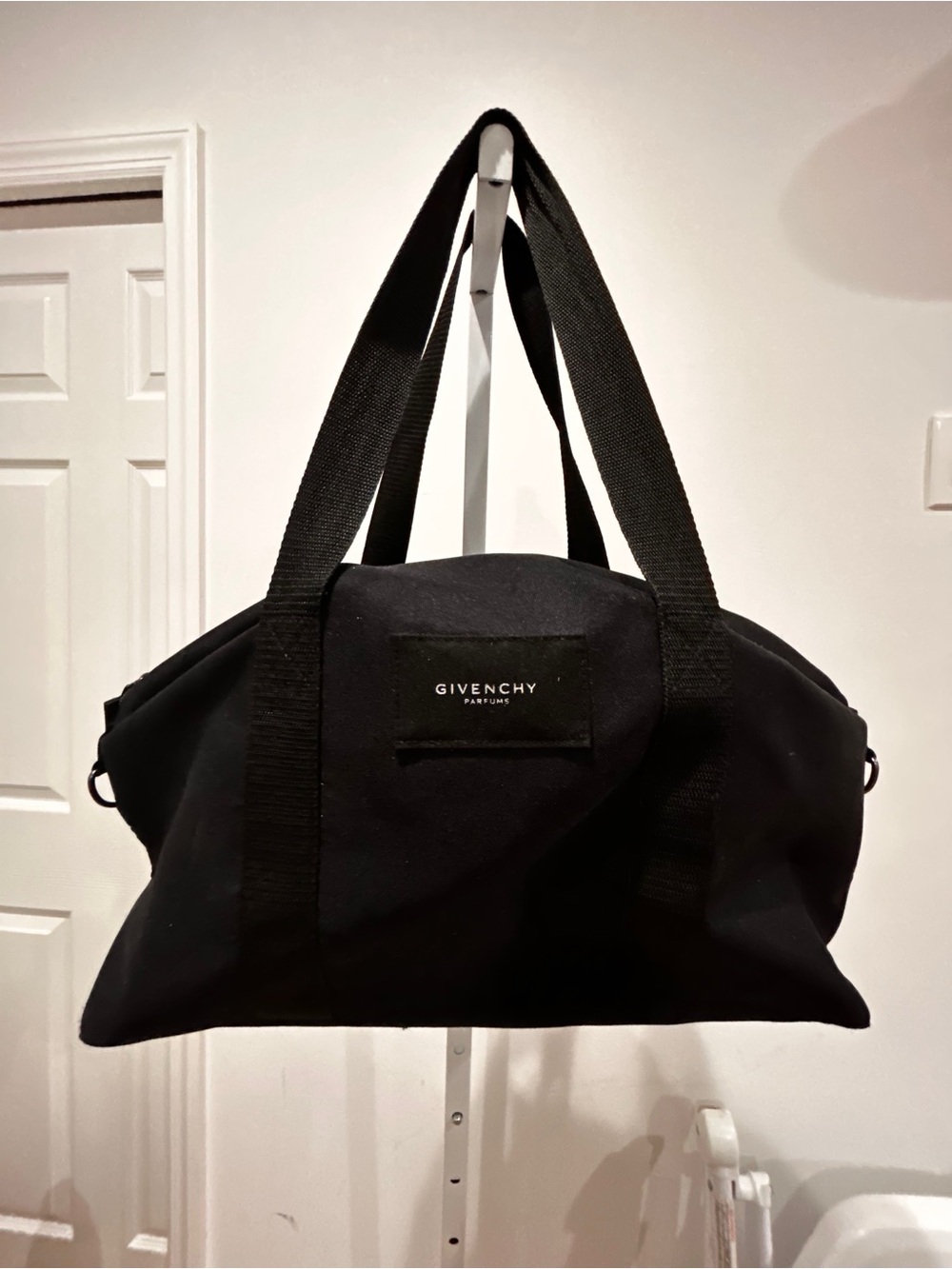Givenchy Black Canvas Duffel Bag with Logo Patch